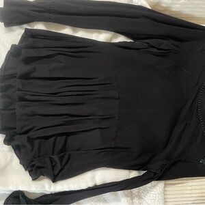 Kaari Blue Black Crochet Trim Top